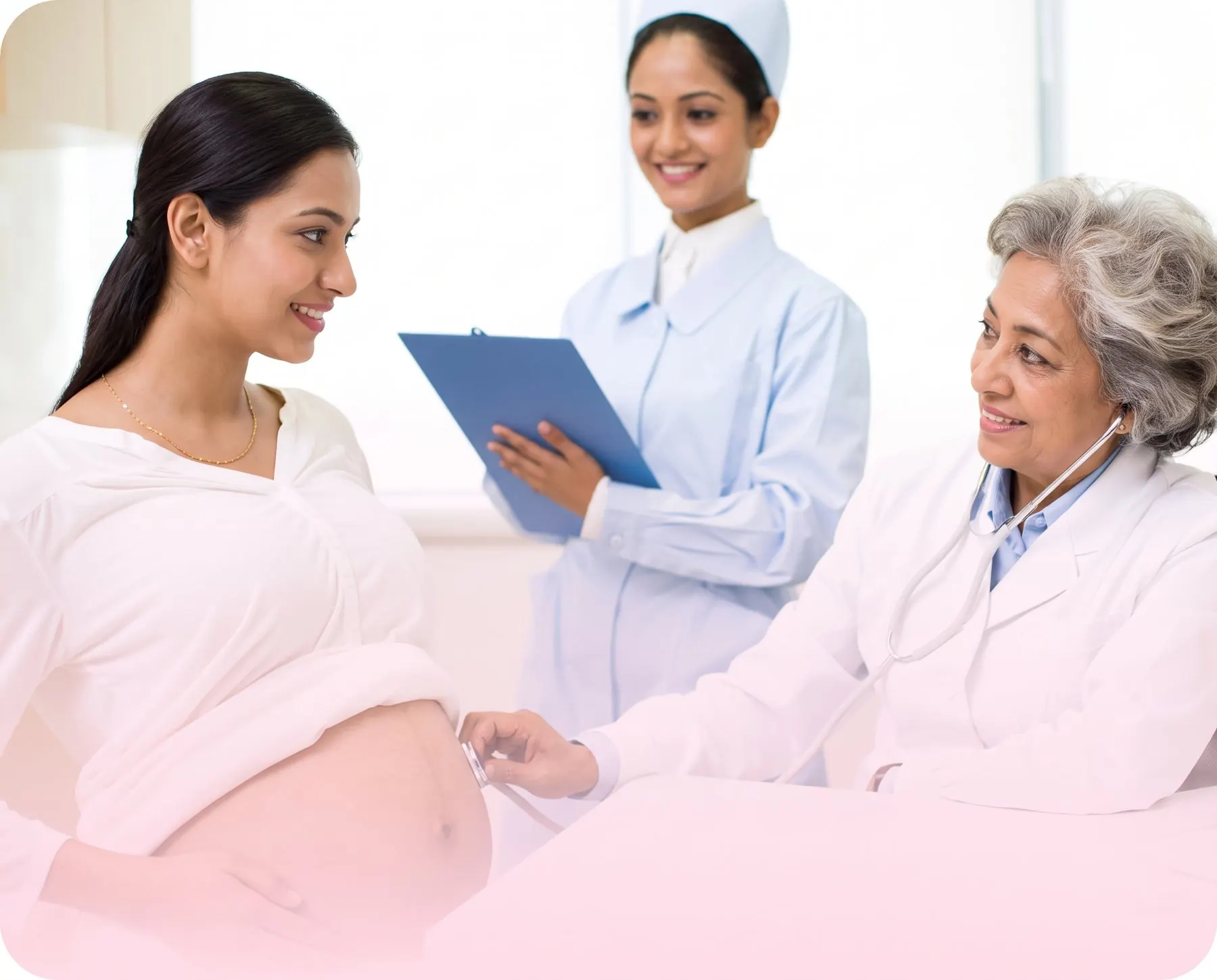 Doctor, nurse and elderly patient consulting